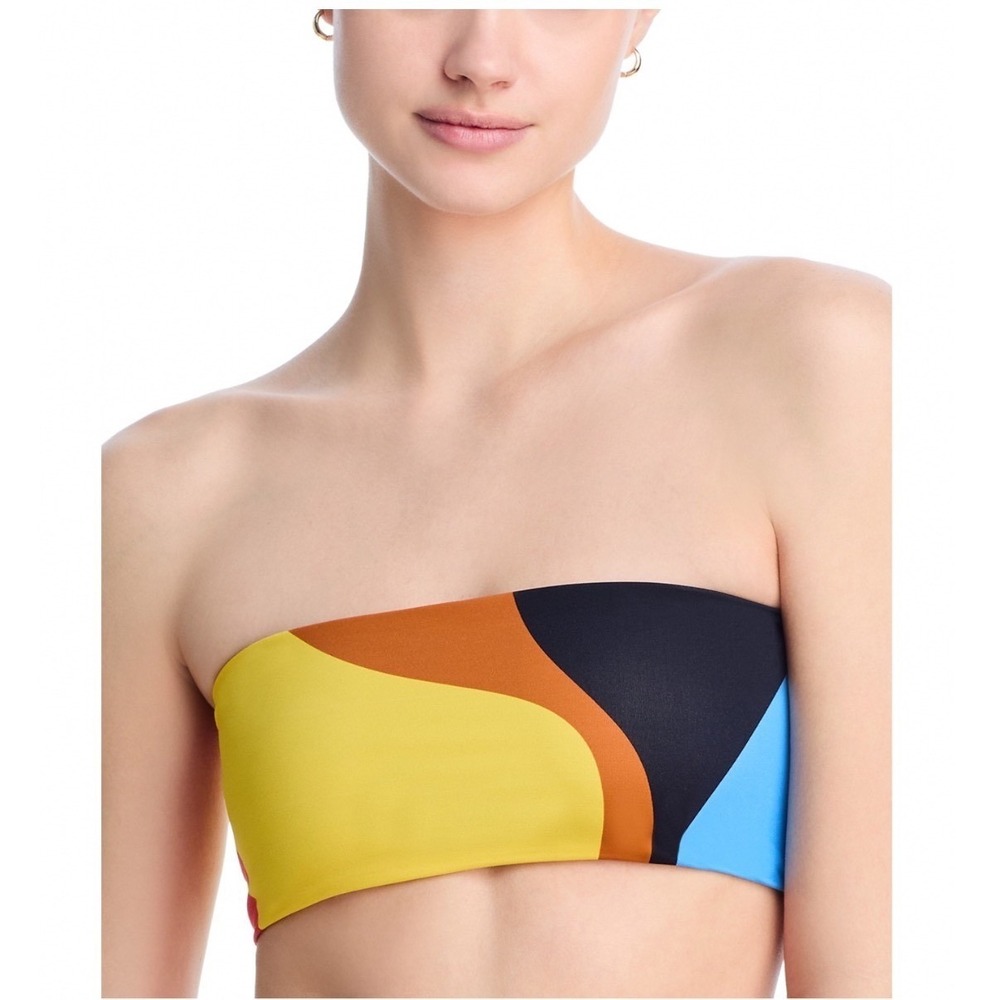 Cala de la Cruz Grecia Bandeau Bikini Top Lava Cafe Colorblock Size Small NEW